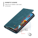 For Samsung Galaxy A21S CaseMe-013 Multifunctional Retro Frosted Horizontal Flip Leather Case with Card Slot & Holder & Wallet(Blue)