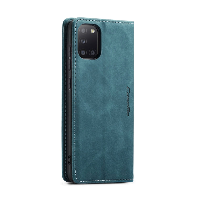 For Samsung Galaxy A31 CaseMe-013 Multifunctional Retro Frosted Horizontal Flip Leather Case with Card Slot & Holder & Wallet(Blue)