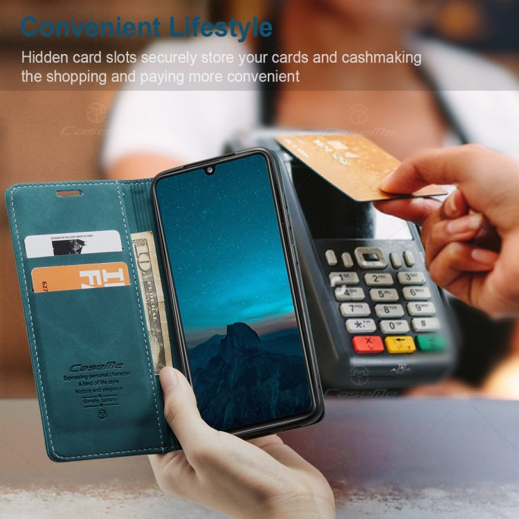 For Samsung Galaxy A31 CaseMe-013 Multifunctional Retro Frosted Horizontal Flip Leather Case with Card Slot & Holder & Wallet(Blue)