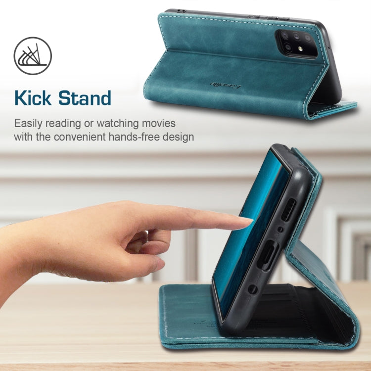 For Samsung Galaxy A31 CaseMe-013 Multifunctional Retro Frosted Horizontal Flip Leather Case with Card Slot & Holder & Wallet(Blue)