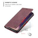 For Samsung Galaxy A41 CaseMe-013 Multifunctional Retro Frosted Horizontal Flip Leather Case with Card Slot & Holder & Wallet(Wine Red)