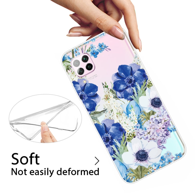 For Huawei P40 lite / nova 6 SE Shockproof Painted TPU Protective Case(Blue White Rose)