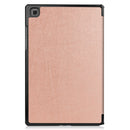 For Samsung Galaxy Tab A7 2020 T500 Custer Texture Horizontal Flip Leather Case with Three-folding Holder & Sleep / Wake-up Function(Rose Gold)