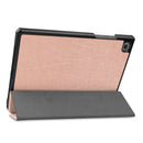For Samsung Galaxy Tab A7 2020 T500 Custer Texture Horizontal Flip Leather Case with Three-folding Holder & Sleep / Wake-up Function(Rose Gold)