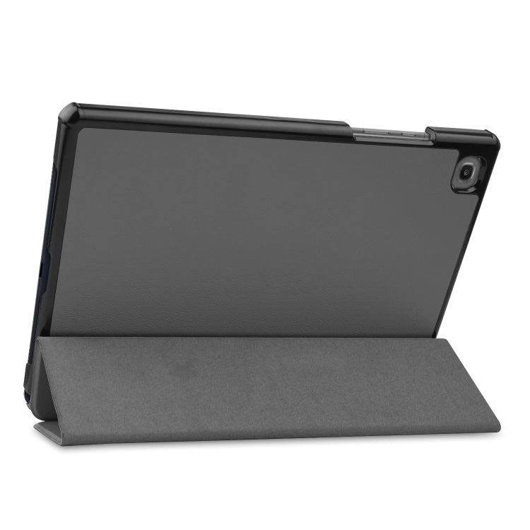 For Samsung Galaxy Tab A7 2020 T500 Custer Texture Horizontal Flip Leather Case with Three-folding Holder & Sleep / Wake-up Function(Grey)