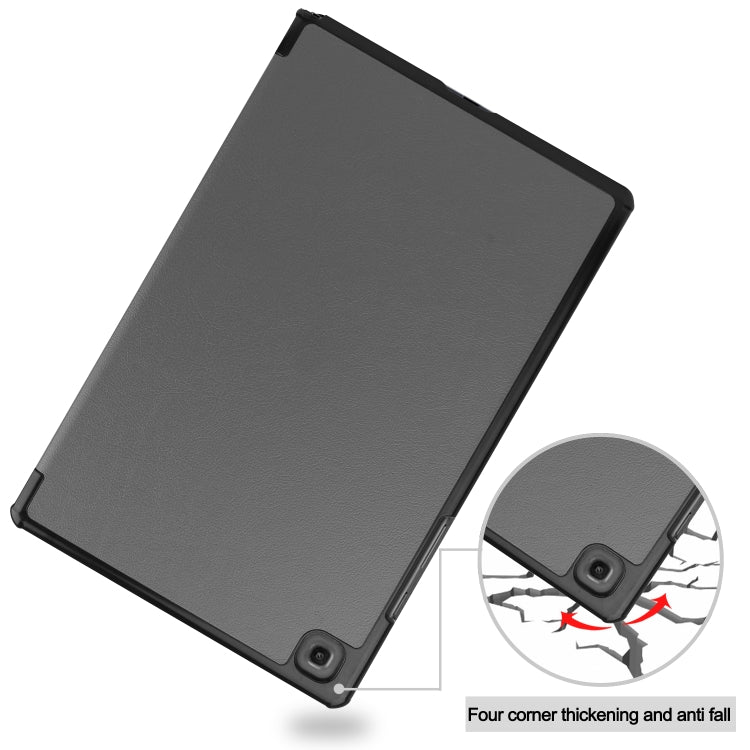For Samsung Galaxy Tab A7 2020 T500 Custer Texture Horizontal Flip Leather Case with Three-folding Holder & Sleep / Wake-up Function(Grey)