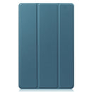 For Samsung Galaxy Tab A7 2020 T500 Custer Texture Horizontal Flip Leather Case with Three-folding Holder & Sleep / Wake-up Function(Dark Green)