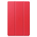 For Samsung Galaxy Tab A7 2020 T500 Custer Texture Horizontal Flip Leather Case with Three-folding Holder & Sleep / Wake-up Function(Red)