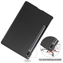For Samsung Galaxy Tab S7 T870 Custer Texture Horizontal Flip Leather Case with Three-folding Holder & Sleep / Wake-up Function(Black)