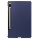 For Samsung Galaxy Tab S7 T870 Custer Texture Horizontal Flip Leather Case with Three-folding Holder & Sleep / Wake-up Function(Dark Blue)