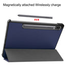 For Samsung Galaxy Tab S7 T870 Custer Texture Horizontal Flip Leather Case with Three-folding Holder & Sleep / Wake-up Function(Dark Blue)