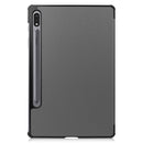 For Samsung Galaxy Tab S7 T870 Custer Texture Horizontal Flip Leather Case with Three-folding Holder & Sleep / Wake-up Function(Grey)