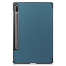 For Samsung Galaxy Tab S7 T870 Custer Texture Horizontal Flip Leather Case with Three-folding Holder & Sleep / Wake-up Function(Dark Green)