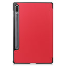 For Samsung Galaxy Tab S7 T870 Custer Texture Horizontal Flip Leather Case with Three-folding Holder & Sleep / Wake-up Function(Red)