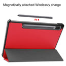 For Samsung Galaxy Tab S7 T870 Custer Texture Horizontal Flip Leather Case with Three-folding Holder & Sleep / Wake-up Function(Red)