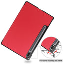 For Samsung Galaxy Tab S7 T870 Custer Texture Horizontal Flip Leather Case with Three-folding Holder & Sleep / Wake-up Function(Red)