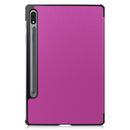 For Samsung Galaxy Tab S7 T870 Custer Texture Horizontal Flip Leather Case with Three-folding Holder & Sleep / Wake-up Function(Purple)