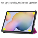 For Samsung Galaxy Tab S7 T870 Custer Texture Horizontal Flip Leather Case with Three-folding Holder & Sleep / Wake-up Function(Purple)
