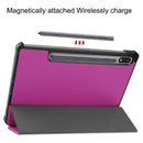 For Samsung Galaxy Tab S7 T870 Custer Texture Horizontal Flip Leather Case with Three-folding Holder & Sleep / Wake-up Function(Purple)
