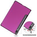 For Samsung Galaxy Tab S7 T870 Custer Texture Horizontal Flip Leather Case with Three-folding Holder & Sleep / Wake-up Function(Purple)