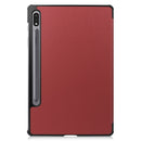 For Samsung Galaxy Tab S7 T870 Custer Texture Horizontal Flip Leather Case with Three-folding Holder & Sleep / Wake-up Function(Wine Red)