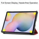 For Samsung Galaxy Tab S7 T870 Custer Texture Horizontal Flip Leather Case with Three-folding Holder & Sleep / Wake-up Function(Wine Red)