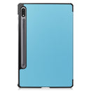 For Samsung Galaxy Tab S7 T870 Custer Texture Horizontal Flip Leather Case with Three-folding Holder & Sleep / Wake-up Function(Sky Blue)