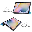 For Samsung Galaxy Tab S7 T870 Custer Texture Horizontal Flip Leather Case with Three-folding Holder & Sleep / Wake-up Function(Sky Blue)