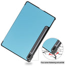 For Samsung Galaxy Tab S7 T870 Custer Texture Horizontal Flip Leather Case with Three-folding Holder & Sleep / Wake-up Function(Sky Blue)