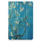 For Samsung Galaxy Tab A7 2020 T500 Colored Drawing Pattern Horizontal Flip Leather Case with Three-folding Holder & Sleep / Wake-up Function(Apricot Blossom)
