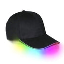 LED Luminous Baseball Cap Male Outdoor Fluorescent Sunhat, Style: Battery, Color:Black Hat Colorful Light
