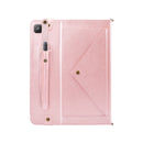 For Samsung Galaxy Tab S6 Lite P610/P615 Envelope Horizontal Flip PU Leather Case with Card Slots & Pen Slots & Holder & Wallet & Photo Frame & Shoulder Strap(Rose Gold)