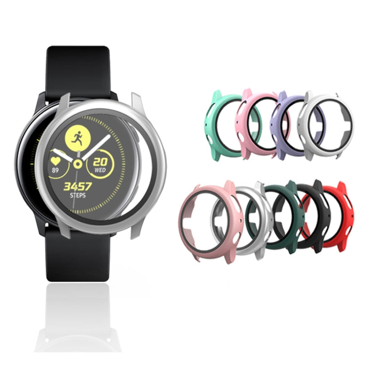 For Samsung Galaxy Watch Active 2 44mm PC Protective Case with Tempered Glass Film(Black)