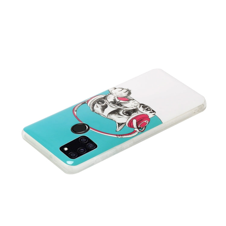 For Samsung Galaxy A21s Luminous TPU Mobile Phone Protective Case(Headset Dog)