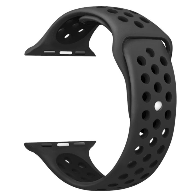 For Apple Watch Series 7 41mm / 6 & SE & 5 & 4 40mm / 3 & 2 & 1 38mm Sport Silicone Watch Band Standard Edition(Black)