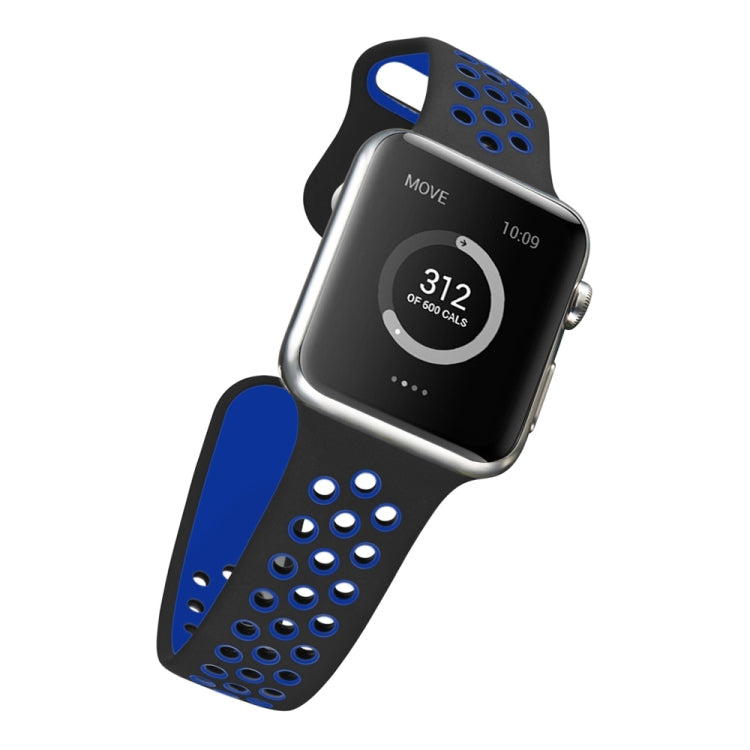 For Apple Watch Series 7 41mm / 6 & SE & 5 & 4 40mm / 3 & 2 & 1 38mm Sport Silicone Watch Band Standard Edition(Black Blue)