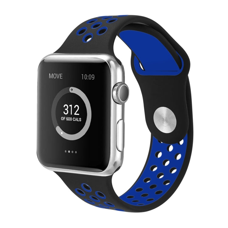 For Apple Watch Series 7 41mm / 6 & SE & 5 & 4 40mm / 3 & 2 & 1 38mm Sport Silicone Watch Band Standard Edition(Black Blue)