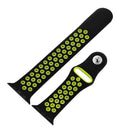 For Apple Watch Series 7 41mm / 6 & SE & 5 & 4 40mm / 3 & 2 & 1 38mm Sport Silicone Watch Band Standard Edition(Black Yellow)