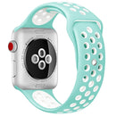 For Apple Watch Series 7 45mm / 6 & SE & 5 & 4 44mm / 3 & 2 & 1 42mm Sport Silicone Watch Band Standard Edition(White Green)