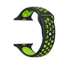 For Apple Watch Series 7 45mm / 6 & SE & 5 & 4 44mm / 3 & 2 & 1 42mm Sport Silicone Watch Band Standard Edition(Black Green)