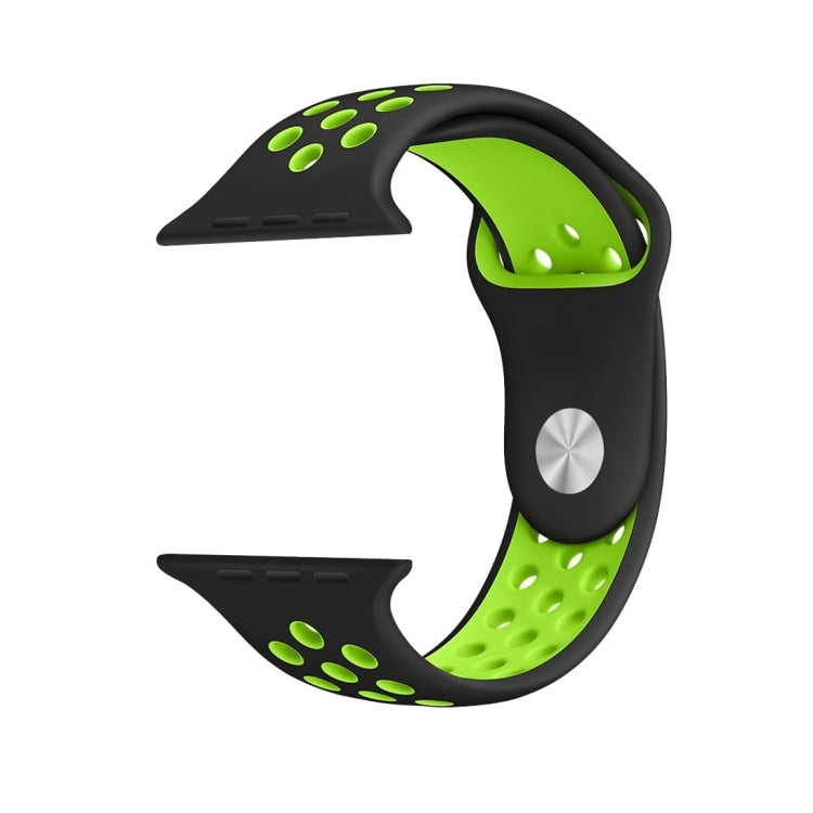 For Apple Watch Series 7 45mm / 6 & SE & 5 & 4 44mm / 3 & 2 & 1 42mm Sport Silicone Watch Band Standard Edition(Black Green)