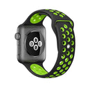 For Apple Watch Series 7 45mm / 6 & SE & 5 & 4 44mm / 3 & 2 & 1 42mm Sport Silicone Watch Band Standard Edition(Black Green)
