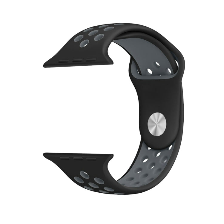 For Apple Watch Series 7 45mm / 6 & SE & 5 & 4 44mm / 3 & 2 & 1 42mm Sport Silicone Watch Band Standard Edition(Black Grey)
