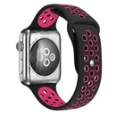 For Apple Watch Series 7 45mm / 6 & SE & 5 & 4 44mm / 3 & 2 & 1 42mm Sport Silicone Watch Band Standard Edition(Black Rose Red)