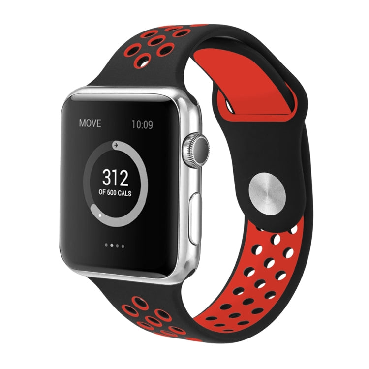 For Apple Watch Series 7 45mm / 6 & SE & 5 & 4 44mm / 3 & 2 & 1 42mm Sport Silicone Watch Band Standard Edition(Black Red)