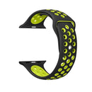 For Apple Watch Series 7 45mm / 6 & SE & 5 & 4 44mm / 3 & 2 & 1 42mm Sport Silicone Watch Band Standard Edition(Black Yellow)