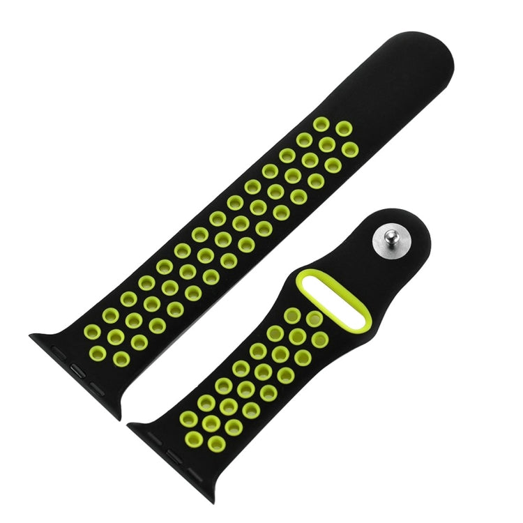 For Apple Watch Series 7 45mm / 6 & SE & 5 & 4 44mm / 3 & 2 & 1 42mm Sport Silicone Watch Band Standard Edition(Black Yellow)