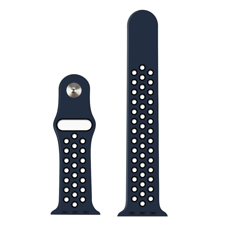 For Apple Watch Series 7 45mm / 6 & SE & 5 & 4 44mm / 3 & 2 & 1 42mm Sport Silicone Watch Band Standard Edition(Blue Black)