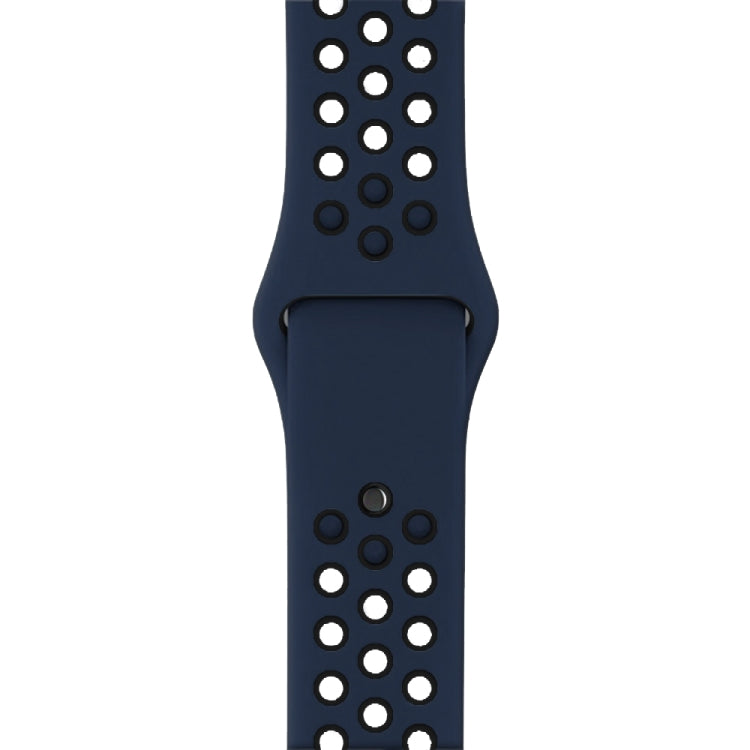 For Apple Watch Series 7 45mm / 6 & SE & 5 & 4 44mm / 3 & 2 & 1 42mm Sport Silicone Watch Band Standard Edition(Blue Black)
