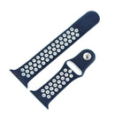 For Apple Watch Series 7 45mm / 6 & SE & 5 & 4 44mm / 3 & 2 & 1 42mm Sport Silicone Watch Band Standard Edition(Dark Blue White)